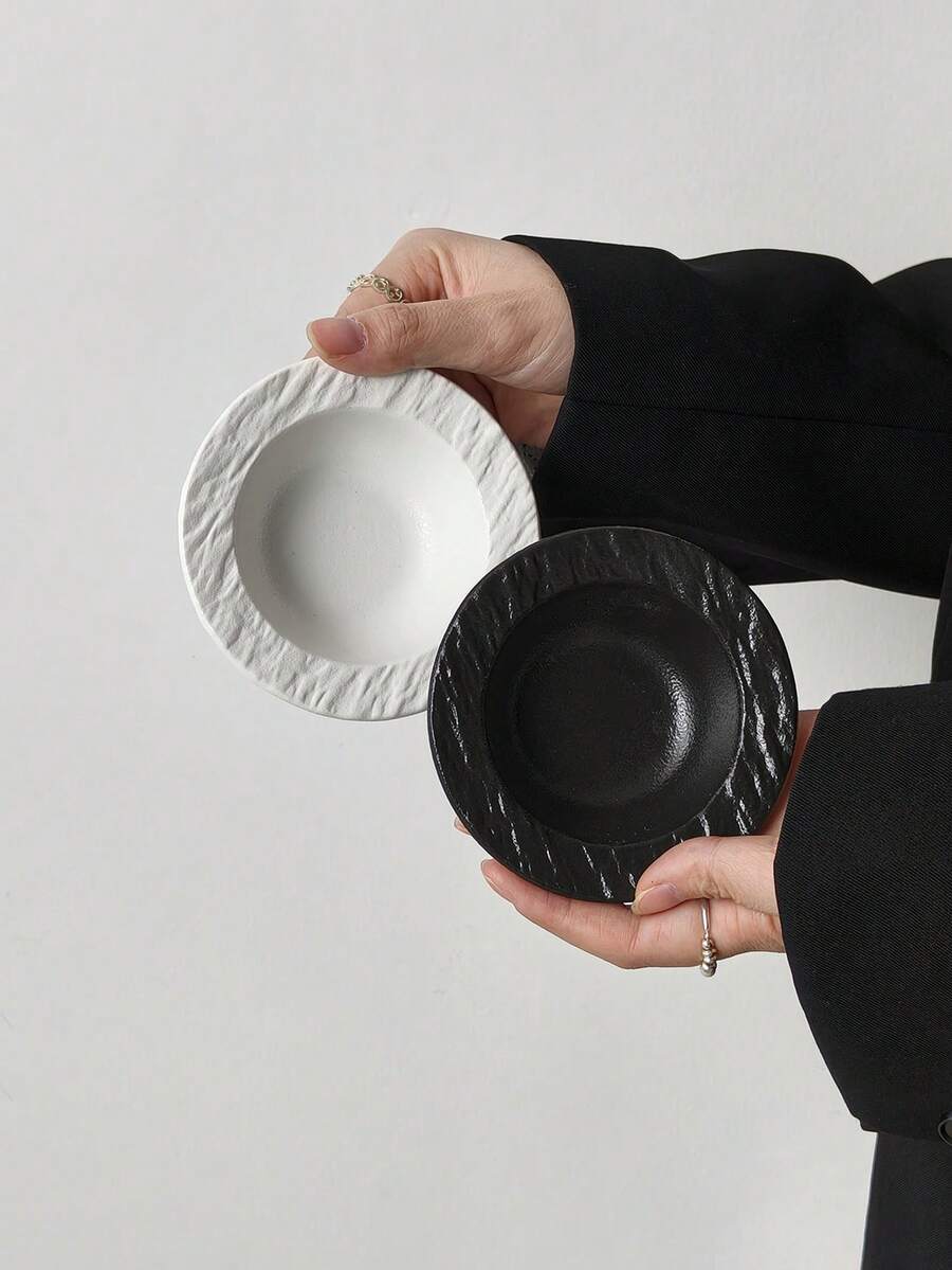 1件/2件/4件装纯色陶瓷岩石纹理蘸酱碟,釉下彩调味碟,开胃菜碟,酱油醋碟,番茄酱沙拉酱碟,家用及商用陶瓷餐具 - 彩色 - 查看 1