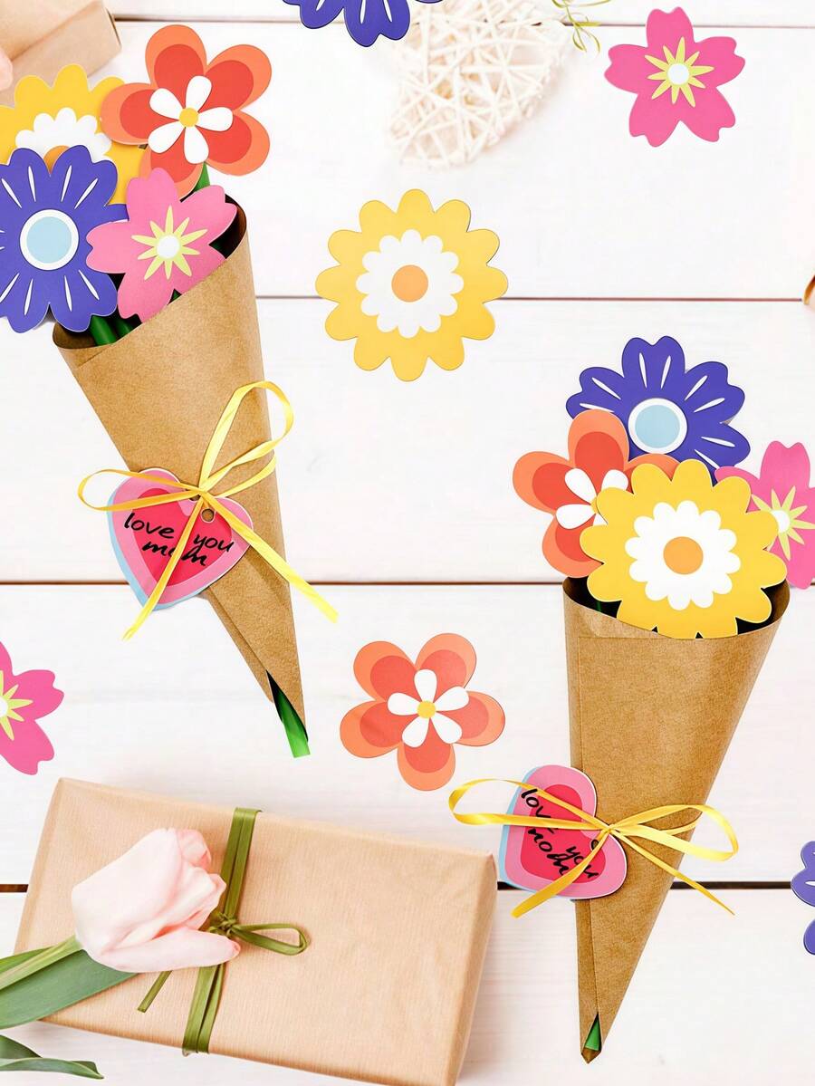 12pcs/6pcs/1pc-Flower Arrangement Kit - Mother's Day Bouquet Craft Set, Kids' DIY Flower Arrangements, Teacher Appreciation Week DIY Gratitude Gift Set, Fun Activities For School Classrooms And Home - Ordinary Bouquet - View 1