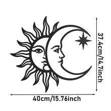 3種尺寸可選！太陽與月亮金屬壁飾，波希米亞風，靈性獨特星空裝飾 - 黑色 - 查看 13