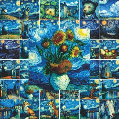 50 قطعة من ملصقات الغرافيتي على طراز فان جوخ - فينيل مقاوم للماء، مناسبة للحقائب والدفاتر والأجهزة المحمولة والأكواب وغيرها - ديكور دفتر قصاصات بطابع رجعي