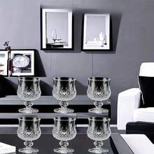 60ml Diamond/Butterfly Pattern Crystal Clear Stemmed Glass Liquor Shot Glass, Transparent Refractive High-End French Style Vodka, Whiskey Spirits Cup - Clear - View 7