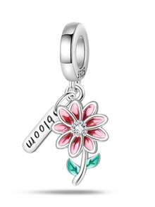 925纯银珐琅花卉吊坠 - 春季郁金香、铃兰、向日葵、玫瑰、樱花、蝴蝶串珠，适合DIY手链，女士原创首饰 - 彩色 - 查看 31