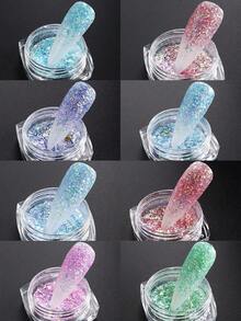 8件套美人鱼美甲闪粉套装，包含蓝紫色美人鱼亮片、水晶火蛋白石片、全息美甲颜料，适用于DIY美甲饰品、美甲宝石、美甲艺术用品 - 彩色 - 查看 7