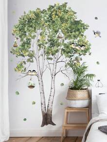 2张树木植物背景贴纸 - 清新简约的悬挂式花篮墙贴，适用于客厅和卧室 - 樺樹 - 查看 7
