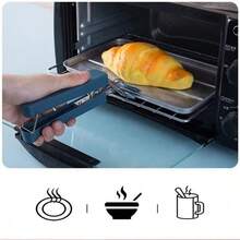 Soporte de acero inoxidable resistente al calor - Bandeja multiusos para herramientas de cocina - Escurridor de fregadero y platos - Clip para platos y tazones - Juego resistente al calor - Azul - Ver 2