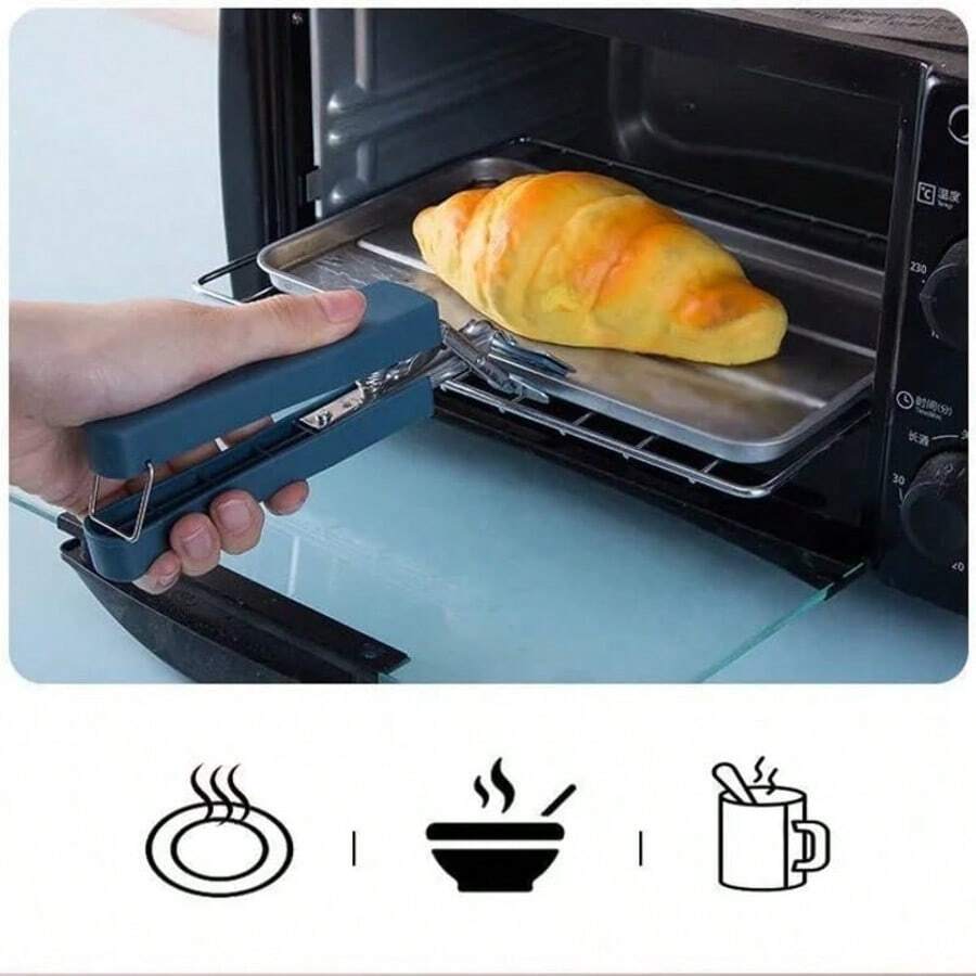 Stainless Steel Heat-Resistant Fixture - Multifunctional Kitchen Tool Tray Holder - Sink And Dish Rack - Plate And Bowl Clip - Heat-Resistant Set - Blue - View 1