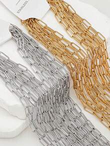 5/10件装不锈钢大容量项链/手链链，适合男女珠宝制作，4毫米回形针项链/手链 - 鏈條 - 查看 1