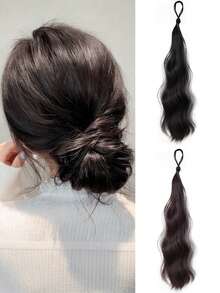 Long Wavy Synthetic Self-Winding Ponytail Hair Extensions With Elastic Rubber Band Braided Hair Bundle For Women Increase Hair - Multicolor - View 1