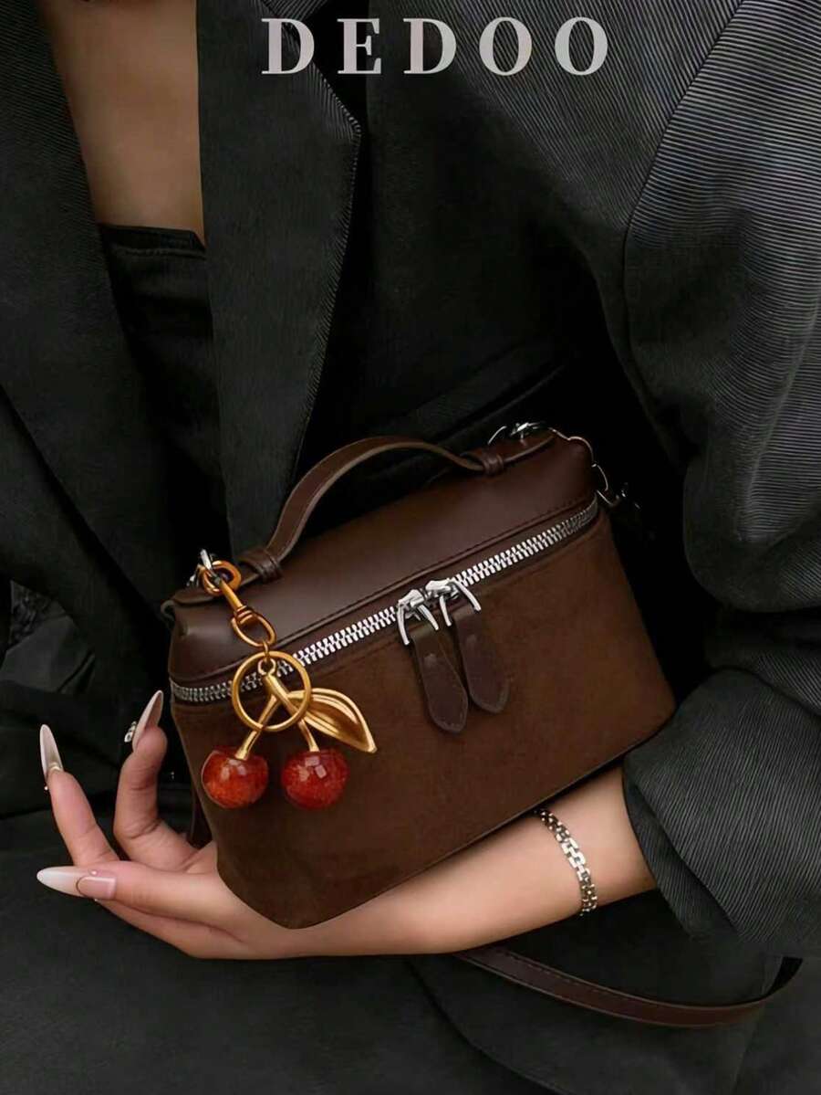 Dedoo 1个纯色PU方形斜挎钱包，日常时尚配饰，适合女性，时尚奶油黄