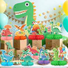 Dinosaur Themed Birthday Party Decorations Cute Dinosaur Bunting Honeycomb Table Centerpieces Supplies For Kids' Birthday / Baby Shower Parties - Multicolor - View 7