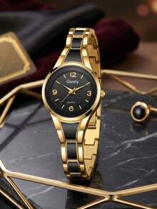 1 Stück Damen Quarzuhr mit Metallarmband, elegantes luxuriöses minimalistisches Retro-Zifferblatt, geeignet für den täglichen Gebrauch, Partydekoration oder als Geschenk für Freunde und Mütter an Muttertag, Valentinstag und andere Feiertage - Verschiedenfarbig - Übersicht 10