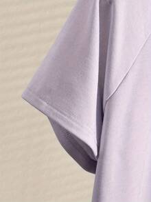 2 Piece Lavender Purple Delta Sigma Theta 1913 Graphic Loungewear Set, Short Sleeve Raglan T-Shirt With Rolled Cuffs + High Waisted Elastic Drawstring Waist Shorts With Side Pockets, Round Sunglass Decor, Casual Soft Breathable Sleepwear & At Home Wear For Daily Leisure - 紫色 - 查看 7