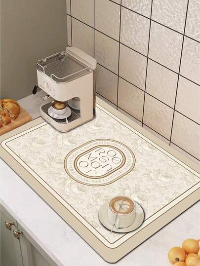 1pc Vintage Rose Garden Kitchen Drying Mat, Diatomite Pad, Bowl Pad Dining Table Mat, Home Kitchen Decor, Indoor Decor, Spring/Summer