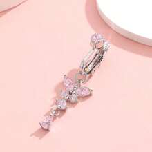 5件装蝴蝶心形爱心立方氧化锆假肚脐环，女士假肚脐环，夹式肚脐环，假肚脐环，无需穿孔饰品，附赠5个硅胶垫 - 彩色 - 查看 8