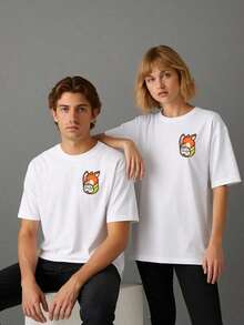 Playera Fox Nicky and Rabbit Judy logo para pareja Tela Lisa de 100% algodon de manga corta con estampado de calidad colorido - Negro - Ver 5