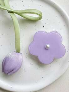 珍珠花朵韩版ins风手机支架，创意简约桌面可伸缩贴纸支架 - 彩色 - 查看 7