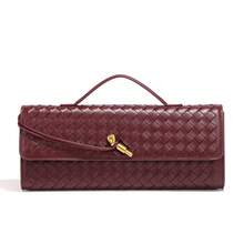 25 nuevos modelos de bolsos de mano cruzados con cierre tejido a mano, bolsos de noche tipo acordeón de alta calidad, bolsos cruzados de un solo hombro. - B1893# Vino tinto - Ver 3