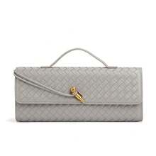 25 nuevos modelos de bolsos de mano cruzados con cierre tejido a mano, bolsos de noche tipo acordeón de alta calidad, bolsos cruzados de un solo hombro. - B1893# Ágata gris - Ver 3