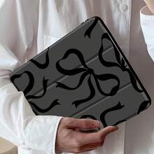 Cute Black Bowknot Acrylic Shock-Absorbing Cartoon Anime Pattern Double-Sided Transparent Crystal Back Cover For IPad 7th 8th 10th Generation (10.2 Inch) Built-In Pen Slot Support Sleep/Wake Function Ideal Birthday Gift Choice - Multicolor - View 2