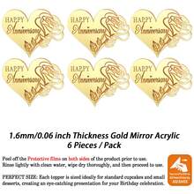 6/12 Pieces Happy Anniversary Wedding Dad Mum Acrylic Butterfly Heart And Rose Design Sweet Dessert Decoration Cupcake Topper For Party Supplier - View 16