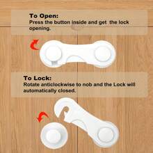 3 Protective Safety Locks - Cabinet Lock, Adhesive Cabinet Latch Lock, Multi Functional Refrigerator Drawer, Garbage Can, No Drilling Required - White - View 3