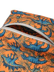 Sunflower Kids Backpack, Purple Floral 3-6 Years Old Children School Bag, Lip Stick Changing Face Vines All-Over Print Kindergarten Daypack - Dinosaur Orange Base - View 4