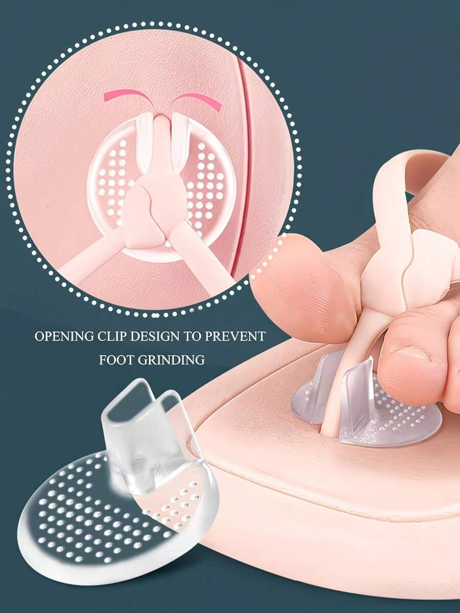 6pcs Transparent Anti-Friction Thong Sandal Toe Pads, Silicone Non-Slip Toe Protector For Flip Flops - A - View 1