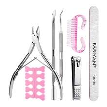 7pcs/Set Nail Care Tool Kit, Nail Clippers, Cuticle Nipper, Nail File, Finger Separators, Nail Brush, Nail Care Tools Set - Multicolor - View 3
