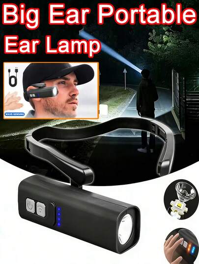 1pc Lightweight Gesture-Sensing Headlamp: Gesture Sensing + Type-C Fast Charging + Waterproof. Suitable For Outdoor Night Fishing, Mountain Hiking, Night Maintenance, Camping Exploration, Emergency Rescue, And Home Power Outage Scenarios, Providing Hands-Free Lighting Tools For Various Situations.