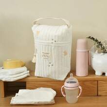 1个尿布包，多功能孕妇包迷你尿布包手提袋绗缝棉可爱尿布包，可装婴儿车、奶瓶、湿巾、安抚奶嘴 - 彩色 - 查看 6