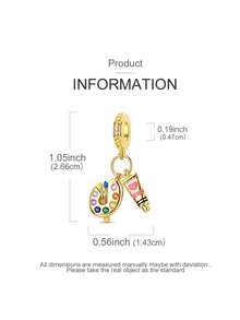 1pc Original Design Silver Charm Beads, Gold-Plated Starry Moon Cat Whale Pendant, High-Quality Cubic Zirconia Inlaid, Elegant Jewelry Gift Suitable For Handmade Bracelet & Necklace DIY - Gold - View 3