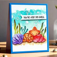 创意贝壳和海星模具，DIY剪贴簿相册和压花模板，贺卡制作工具，卡片纸切割工艺品，礼品卡制作模板模切。 - 銀色 - 查看 10