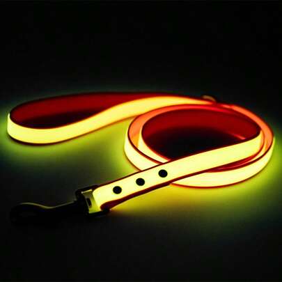 PVC Glow-In-The-Dark Leash & Collar Set, Light-Absorbing, High Visibility At Night
