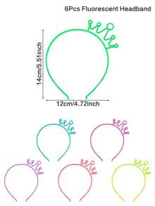 6个荧光皇冠发箍，皇冠造型生日派对装饰发光发箍，霓虹发光，生日派对服装，节日庆典发光帽，派对拍照道具，提升派对氛围，发光蝴蝶结发箍，婴儿派对装饰，生日礼物，返校季，毕业季 - 皇冠 - 查看 9