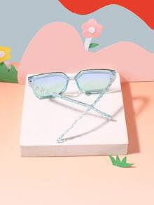 1副儿童时尚眼镜（4-8岁），闪亮亮片镜框，可爱方形款式，适合儿童在海滩、派对和郊游时佩戴，附赠眼镜盒 - 彩色 - 查看 9