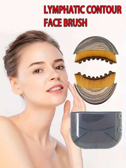 1pc Lymphatic Drainage Facial & Body Massage Brush, Designed For Sculpting Face, Chin And Jawline. Ergonomic Design Conforms To Skin, Relieves Fatigue. Includes Storage Box. Features Oval Dry Brush Head. Can Be Used For Facial Massage And Cleansing.