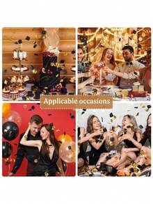 2000片人造丝玫瑰花瓣，黑色、金色和白色，适用于婚礼、派对、万圣节装饰、礼盒填充物、浪漫玫瑰、求婚玫瑰花瓣、婚礼装饰、家居装饰、房间点缀、派对回礼、新娘礼物、生日、毕业典礼、单身派对等多种场合。 - 黑金白 - 查看 8