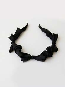 三件套甜美缎面蝴蝶结发带，优雅百搭，飘逸的黑色、白色和粉色发带，完美适合日常造型。 - 彩色 - 查看 7