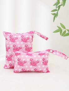 2pcs Cute & Fashionable Pattern Baby Diaper Wet Dry Bag/Storage Bag, Suitable For Baby Shower, Home Decor And Gifts - Multicolor - View 15