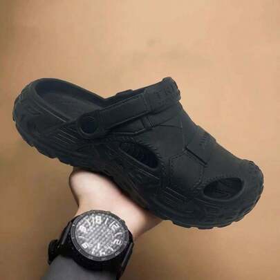 Men's New Minimalist Versatile Hollow Slip-On Shoes, Indoor Home EVA Thick Sole Summer Outdoor Beach Comfortable Lightweight Sandals