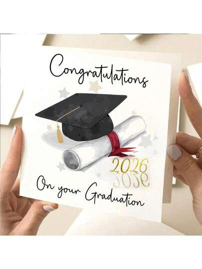 بطاقة تهنئة تخرج مع مغلف، بطاقة موسم التخرج الممتع، بطاقة تهنئة تخرج 2026 مع قبعة التخرج والرول، هدية تخرج للأصدقاء والزملاء، هدية حفل التخرج، بطاقة حفل التخرج، مناسبة لحفلات العطلات