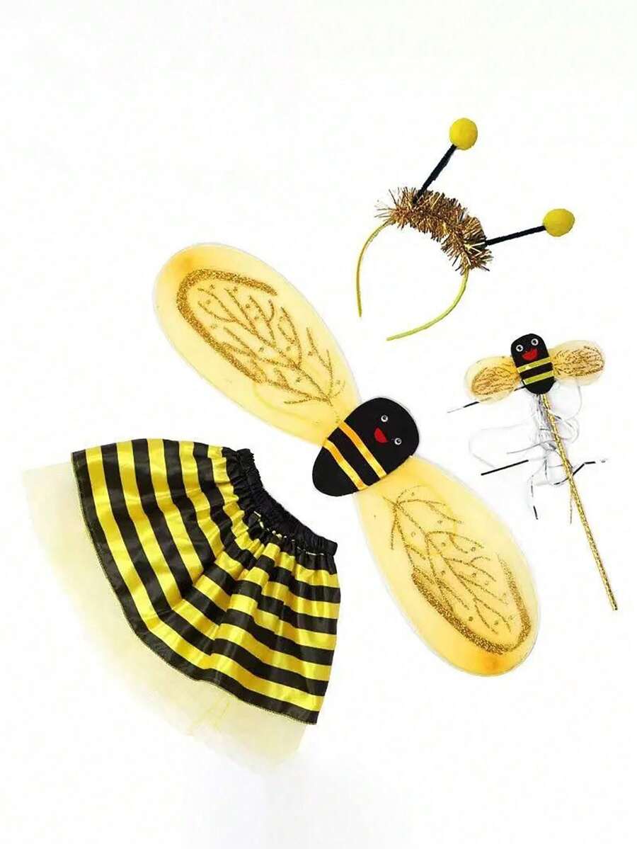 Conjunto de vestido con alas de abeja - Disfraz de fiesta. Adecuado para varias fiestas, actuaciones de baile y otros accesorios. Adecuado para Halloween. - Multicolor - Ver 1