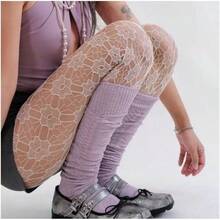 Vintage Hollow Flower Fishnet Stockings Hot Girl Jacquard Fishnet Stockings Y2K Fishnet Stockings Black Sexy Anti-Snag Stockings Wholesale For Women - 櫻花菱格網白色 - 查看 13