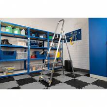 Aluminium Step Ladder - 7 Step Folding Ladder - Non-Slip Surface Hand Rails 7 Tread - Closed Height 2150 Mm Platform Height 1400mm - 7 Tread - 2150mm - View 2