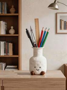 1个可爱笑脸化妆刷架 - 办公文具笔筒 - 花瓶收纳架 - 豪华客厅玄关卧室电视柜装饰 - 彩色 - 查看 5