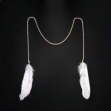 Nueva cadena facial con borlas de plumas, joyería facial de cristal con estilo callejero europeo y americano - Multicolor - Ver 5