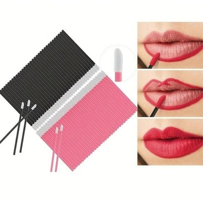 50/200支装一次性唇刷、唇部彩妆棒、唇膏涂抹器、美容化妆工具、旅行便携唇膏清洁棒、超细刷头、多功能美容清洁工具、唇膏和唇彩涂抹器、高品质化妆和个人护理工具、无绒化妆涂抹器、家用清洁棒、化妆品必备品、耳部清洁、户外护理工具配件，适用于睫毛、指甲清洁、唇膏、唇彩、睫毛膏、眼影等。