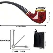 Kit de acessórios para cachimbo, 1 cachimbo, 1 ferramenta de limpeza, 1 bolsa para guardar o tabaco. Ideal para fumantes e como presente para pais e namorados. - A - Ver 2