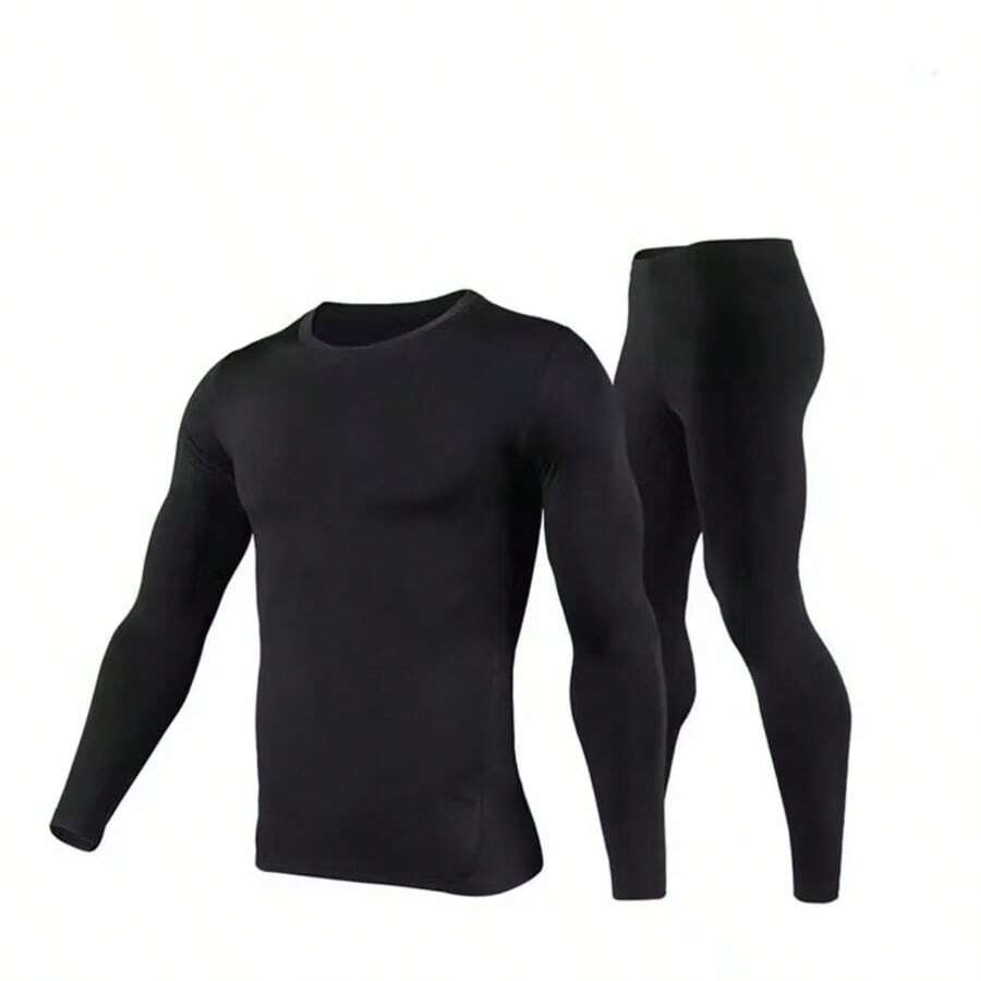 Winter Thermal Base Skin Tights Set (Footless) - Preto-Masculino - Ver 1