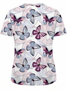 2 Pocket Women's Scrub Top, Soft, Breathable, Practical Scrub Shirt For Healthcare Professionals - Scrub Shirt Fall Vacation - Multicolor - View 2